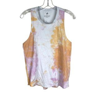 Adidas tie dye tank top Sz S white Orange Pink sleeveless knit tee racerback